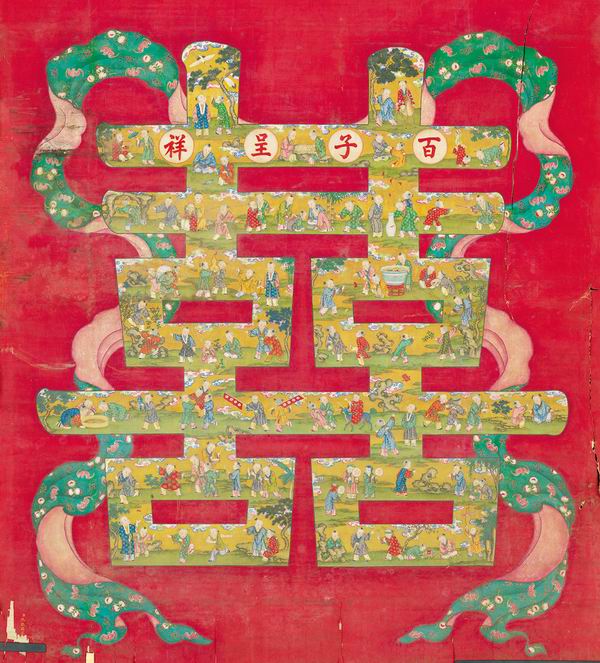 沈振麟百子图 坤宁宫东暖阁 《百子呈祥图》_坤宁宫匾额